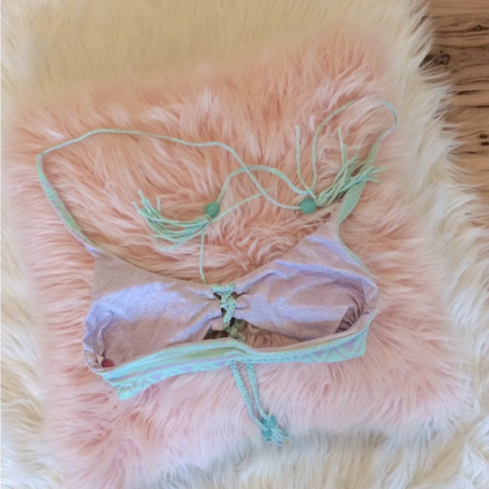Victorias Secret Bikini Top Reversible Boho Lavender Aquamarine Tassels XS Women - Picture 6 of 15